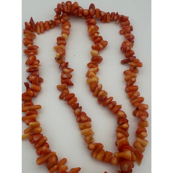 Vintage Coral raw bead Infinity Necklace - Picture 2 of 2